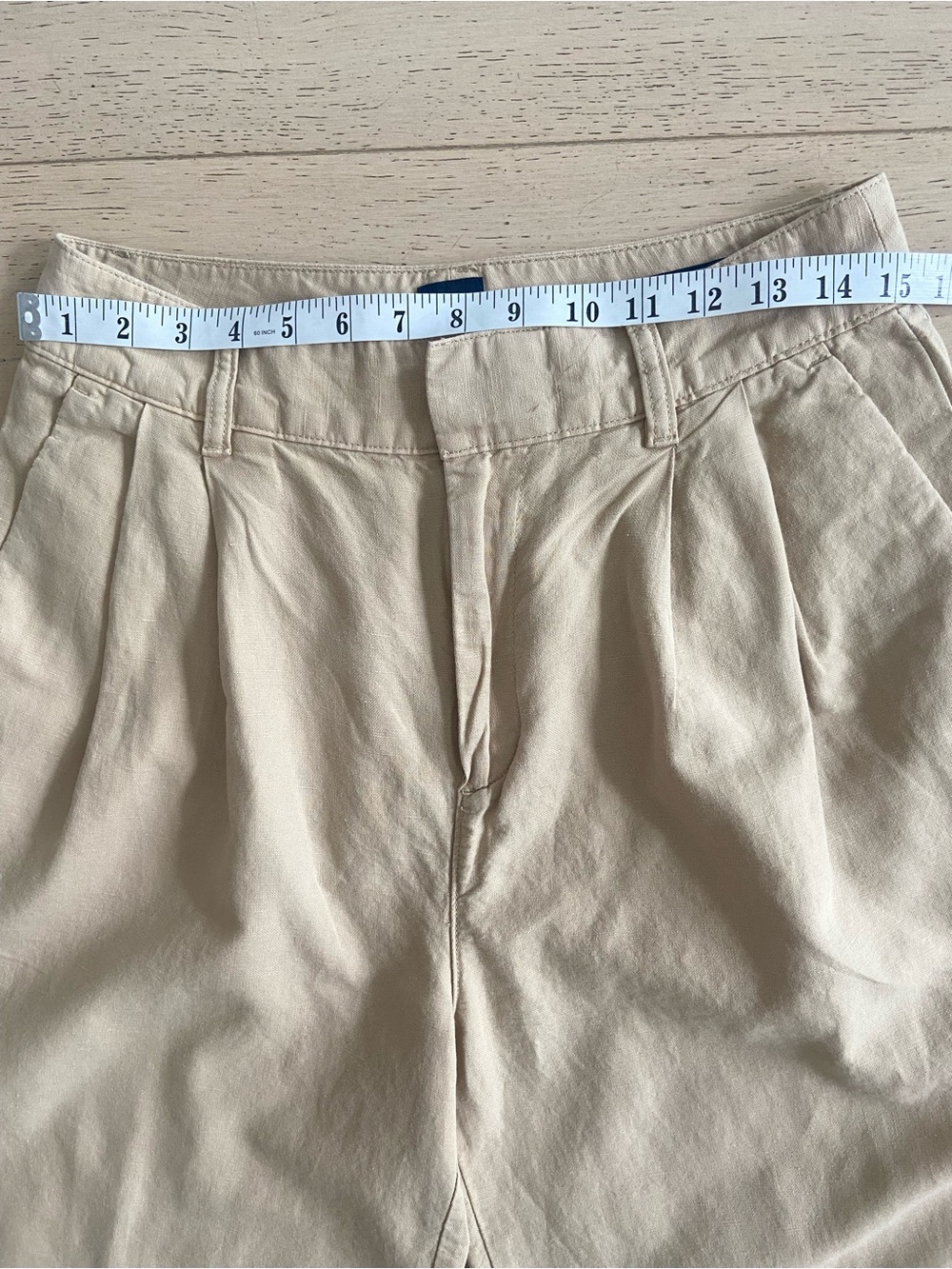GAP Linen Cotton Wide Leg Trousers Size 6 Tan Pleated High Rise Pants Coastal - Picture 6 of 11